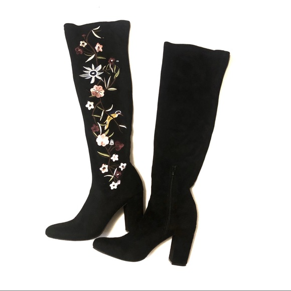 Mia Shoes - Mia Knee High Boots with Floral Print